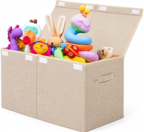 Large Toy Box Chest Storage with Flip-Top Lid, Kids Toy Storage Bin Boxes by popoly