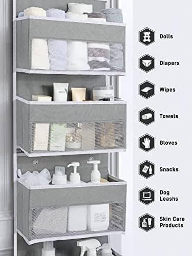 Yecaye Over the Door Storage Organizer for Nursery Closet 6 Tier Grey - Image 5