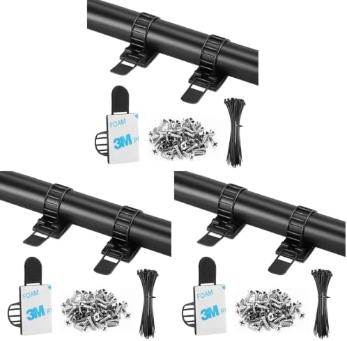100Pcs Adhesive Cable Management Clips with 50Pcs Zip Ties, Adjustable Nylon Cable Strap Ties Wire Clips Clamps Organizer, Extra Screw & Hole - 3.35 Inch Black (Pack of 3) by VAMRONE
