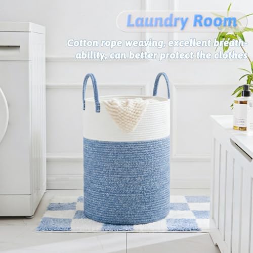 Laundry Basket,Woven Cotton Rope Laundry Hamper,40L for Decor Storage of Dirty Clothes,Toys and Blankets in Bathroom,Baby Room and Living Room - Image 5