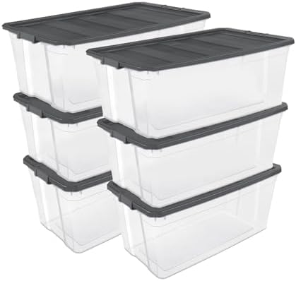 Sterilite Modular Stacker Box with Latching Lid, 200 Quart, 6-Pack by Sterilite