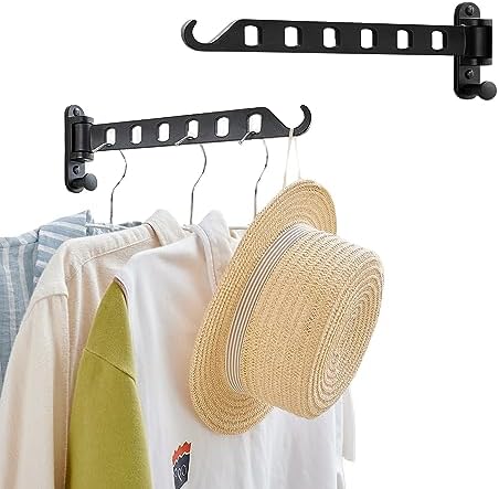 JOOM Clothes Drying Rack Wall Mounted, 13-Inch Foldable Arm, Black 2 Pack by JOOM