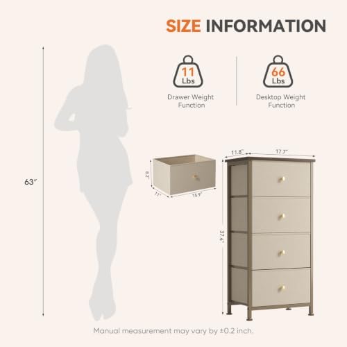 Sweetcrispy Dresser for Bedroom, 4 Drawer Storage Cabinet, Tall Nightstand - Image 3