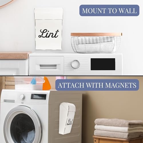 AuldHome Design Farmhouse Enamelware Lint Holder Bin; Distressed White Laundry Room Decor - Image 5