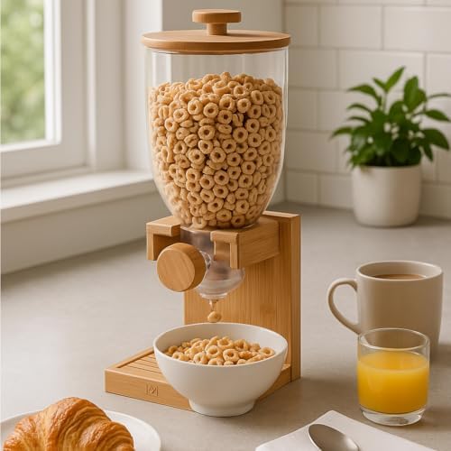 ZevrO Honey-Can-Do Bamboo Cereal Dispenser with Airtight Lid – Countertop Dry Food Dispenser for Kitchen Organization – Eco-Friendly Cereal Container for Pantry (Pack of 3) - Image 2