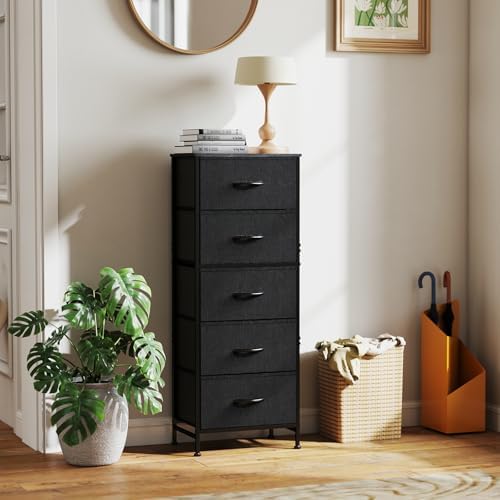 Sweetcrispy Black Storage Drawer Bedroom Dresser, Tall Dresser for Closet - Image 2
