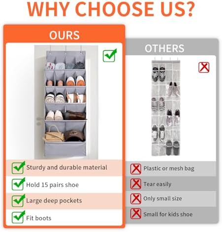 1 Pack Over-the-Door-Shoe-Organizers,Hanging Organizers with Large Pocket - Image 5