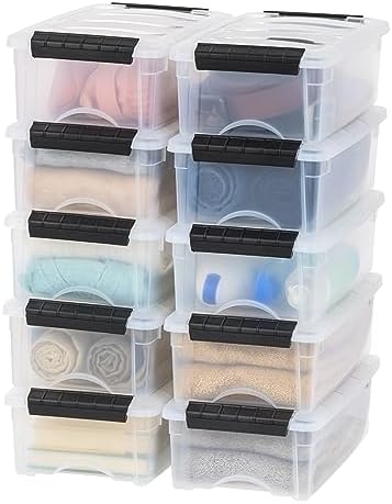 IRIS USA 10-Pack 6 Quart Storage Bins with Lids, Clear by Unknown