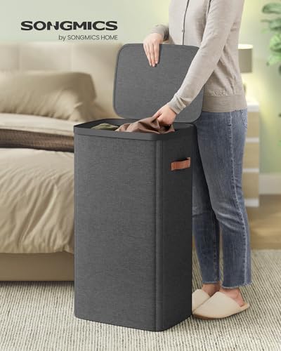 SONGMICS Laundry Basket, 100L Laundry Hamper with Lid, 1 Removable Bag - Image 2