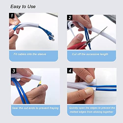 Cable Management Sleeve, Split Design, 25FT - 1 Inch, White - Image 6
