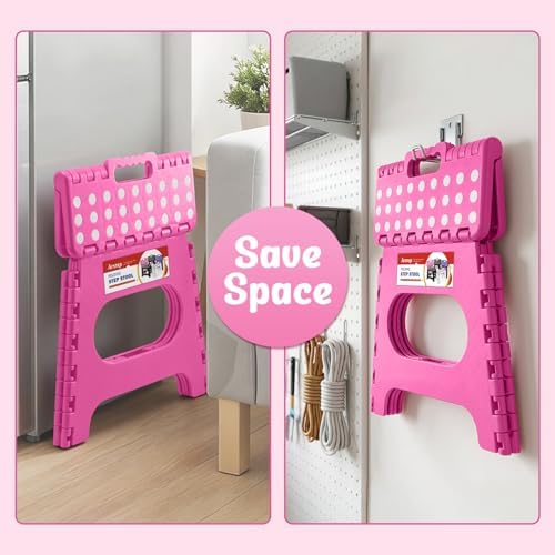 ACSTEP 11" Folding Step Stool for Kids and Adults, Holds 300 lb, Rose red - Image 4