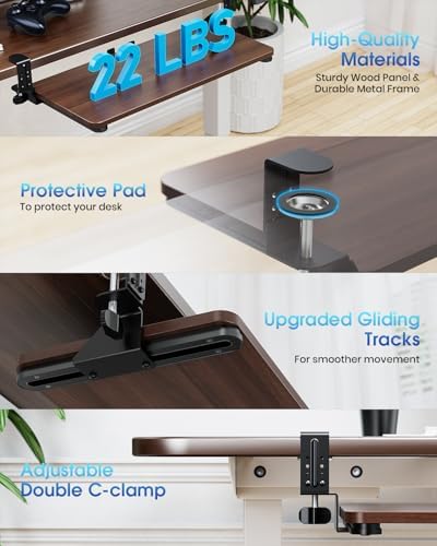 Large Keyboard Tray Under Desk, Pull Out Keyboard & Mouse Tray for Typing - Image 3