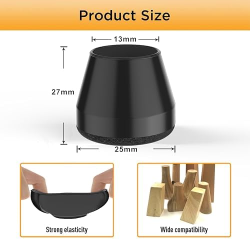 Chair Leg Floor Protectors, (Black, Fit:0.67-0.87"). - Image 3