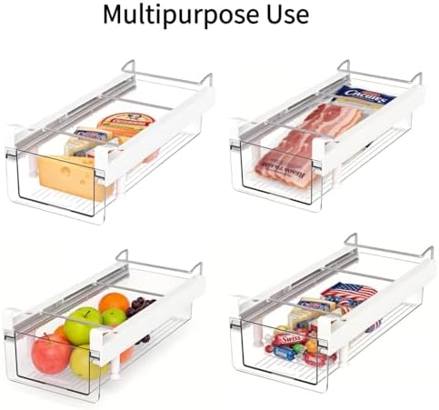 Clear Fridge Organizer Drawer - Plastic Refrigerator Deli Storage Bin for Fruits, Vegetables, Meat & Cheese, Pull-Out Design-M - Image 4