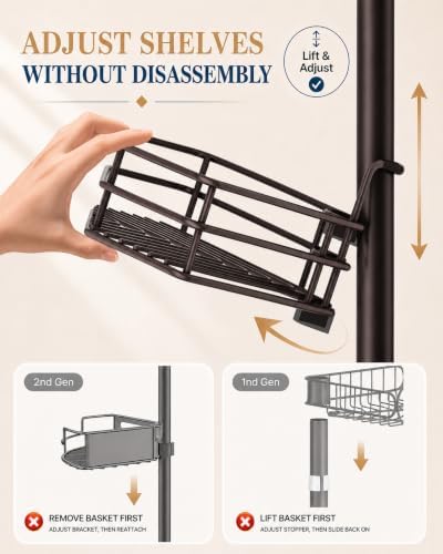 SEIRIONE Rustproof Corner Shower Caddy Tension Pole for Bathroom Storage - Image 5