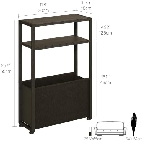 Leomonio Narrow Side Table, Slim Side Table with Magazine Rack, Bathroom Table for Small Spaces, Narrow Bedside Table for Living Room, Bedroom - Image 3