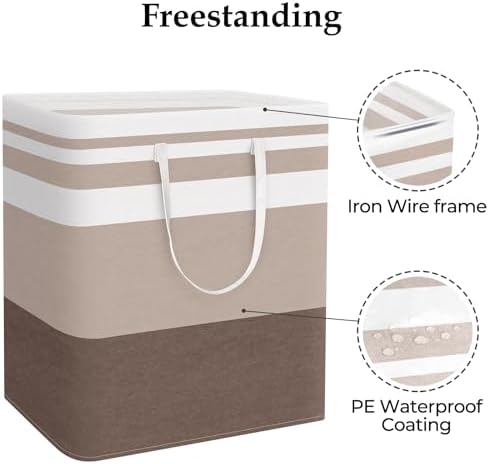 StorageRight Laundry Basket Hamper, 100L Collapsible Clothes Storage, Khaki - Image 3