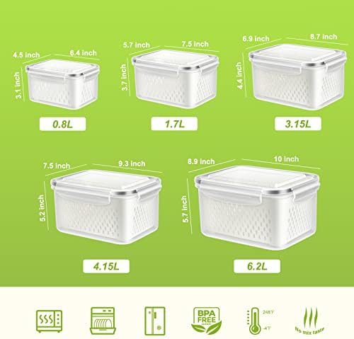 10 PS Fridge Food Plastic Storage Container with Colander - Image 3