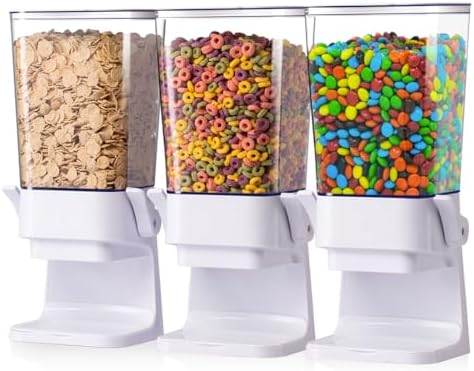 Cereal Dispenser Countertop, 5.5 Qt Cereal Containers Storage, Organization and Storage Containers for Kitchen, Snack Dispenser for Rice, Grains, Dry Food, Oatmeal, Pet food, White, 3Pc by ZeadesignNewProductNewLife