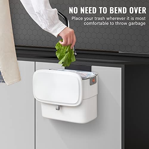 ELPHECO Kitchen Compost Bin with Lid, 1.8 Gallon, Hanging Trash Can - Image 3