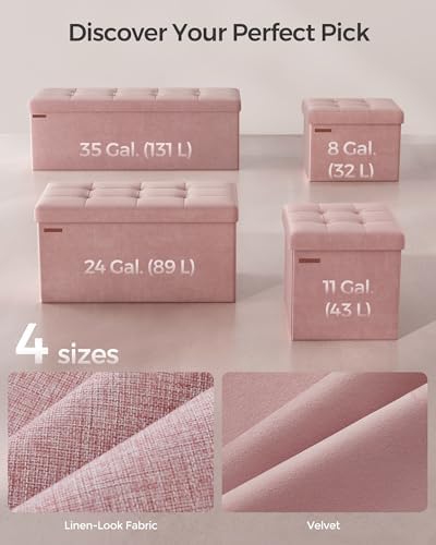 SONGMICS Storage Ottoman Bench, 43.3 Inches Velvet Foldable Foot Rest - Image 6