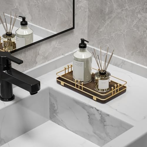 Bathroom Vanity Tray Countertop, Decor Tray 7.9"x4.4" Brown-Gold - Image 4
