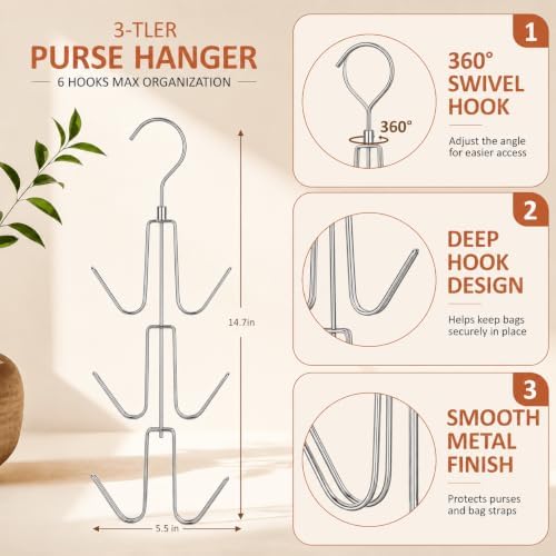 ZEDODIER 2 Pack Purse Hanger, Purse Organizer for Closet, Holds 12 Bags - Image 6