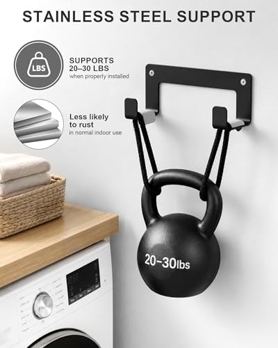 Ironing Board Holder Wall Mount, Heavy Duty Hooks, Black - Image 3