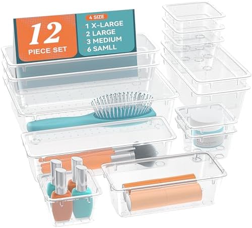 12 PCS Drawer Organizer Set, Makeup Organizers, Tool Storage Trays, Clear by Unknown