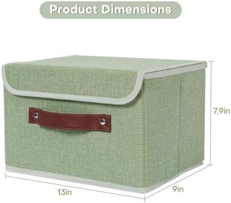 ANMINY Fabric Storage Box Bins with Lids, Green, 13"x9"x7.9", 2 Pack - Image 5