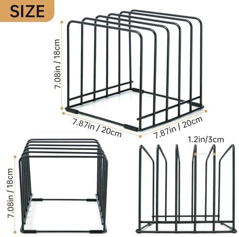 Cutting Board Organizer,Kitchen Cabinet Organizer,Divided Rack with 5 Slots for Baking Trays,Space-Saving Kitchen Storage for Cutting Boards, Cookie Sheet, Thin Pans and Baking Sheets Holder (1pcs) - Image 5