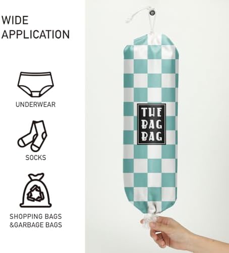 Plastic Bag Organizer, Blue And White Checkerboard Style Plastic Bag Storage,​for Home Kitchen Travelling Camping Decor, use 1 Pack,Blue And White Checkerboard Pattern - Image 2