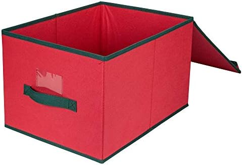 Northlight 16" Red Collapsible Christmas Decoration Storage Box with Handel - Image 5
