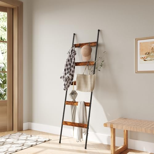 ELYKEN 2 Pack Blanket Ladder, 5-Tier Towel Rack, Wall-Leaning Quilt Holder - Image 6