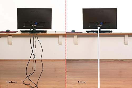 Alex Tech 10ft - 1.25 inch Cord Protector Wire Loom Tubing Cable Sleeve Split Sleeving for USB Cable Power Cord Audio Video Cable - Protect Cat from Chewing Cords - White - Image 4