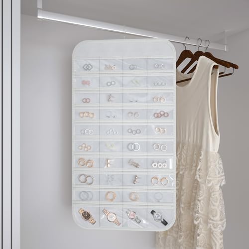 Double-Sided Hanging Jewelry Organizer for Necklaces Earrings, 2-Pack White - Image 2