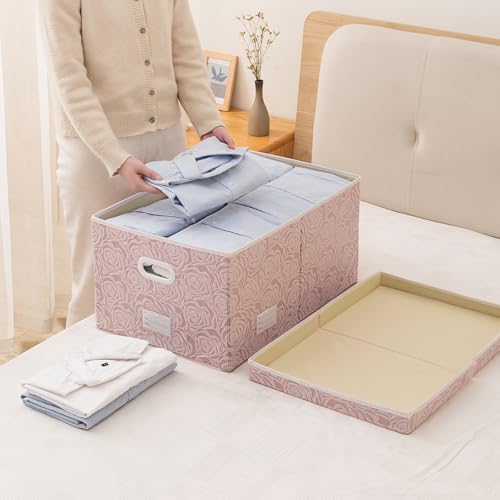 PRANDOM Extra Large Collapsible Storage Cubes with Lids Fabric Decorative Storage Bins Boxes Organizer Baskets with Cover Handles for Bedroom Closet Living Room 19.6x15.7x11.8 Inch 3 Pack - Image 2