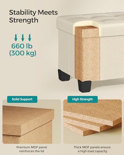 SONGMICS Storage Ottoman, Small Foot Rest, 15.7 x 12.6 x 13.2 Inches - Image 4