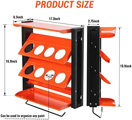 Spray Can Holder, Wall Mount Paint Bottle Organizer 8 Holes & 2 Shelves - Image 5