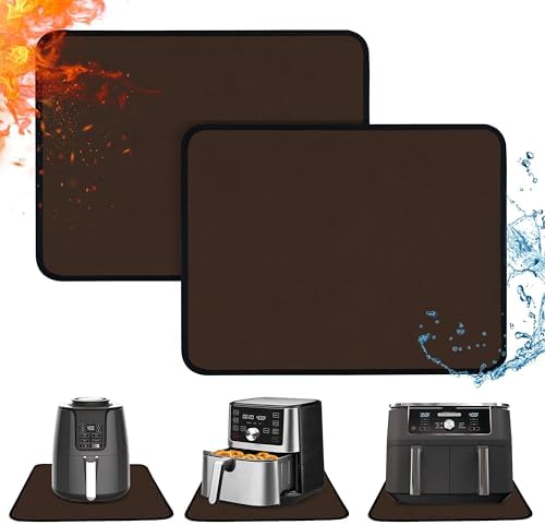 2 PCS Heat Resistant Mats for Countertop Air Fryer, 20x16in, Brown by Amerbro