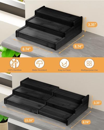 Spice Rack 3-Tier Natural Bamboo, Adjustable Cabinet Organizer Shelf - Image 4