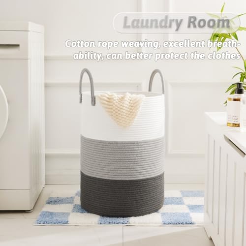 Artfeel Laundry Basket,Woven Cotton Rope Laundry Hamper,80L for Decorative Storage of Dirty Clothes,Toys and Blankets in Bathroom,Bedroom and Living Room - Image 2