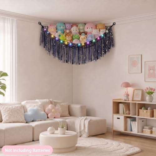 FIOBEE Stuffed Animals Net LED Light Toy Hammock for Kids Bedroom Storage - Image 5