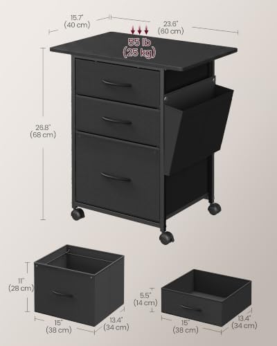 VASAGLE 3-Drawer File Cabinet, Mobile Printer Stand with Storage - Image 3