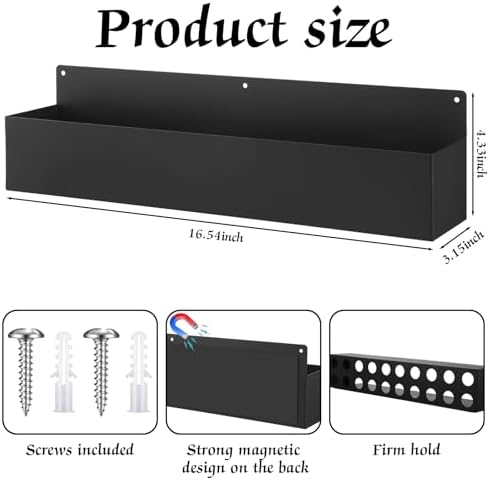 2 Pcs Magnetic Aerosol Spray Can Holder, 16.54 x 3.15 x 4.33 Inch, Black - Image 2