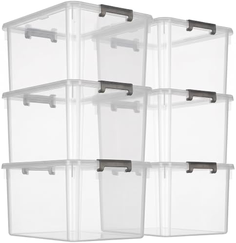 Citylife 6 Packs 44.4 QT Plastic Storage Bins with Lids Large Stackable Storage Containers for Organizing Clear Storage Box for Garage, Closet, Kitchen by CITYLIFEHomeOrganization