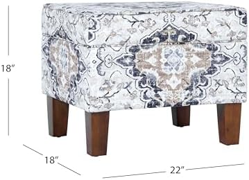 Spatial Order 22" Dinah Collection Storage Ottoman - Antiqued Ebony Cream - Image 3