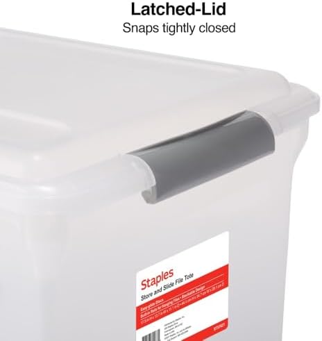 STAPLES Store & Slide Plastic File Box, Latching, Letter/Legal, 4/Ctn - Image 4