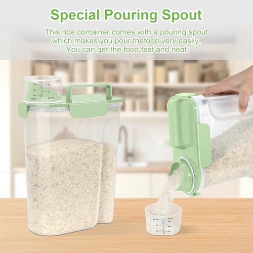 Airtight Rice Container 5-10Lbs, 5Qt Flour Storage Bin BPA-Green - Image 4