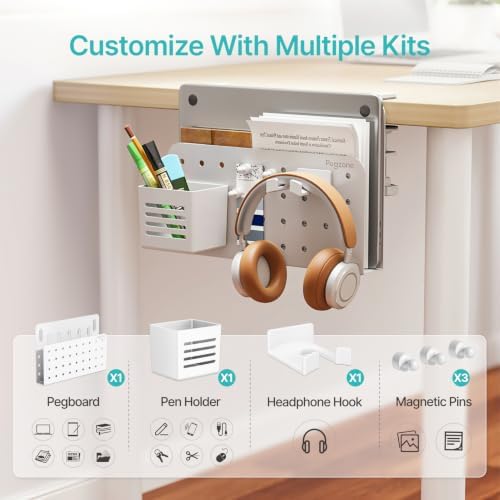PEGZONE Desk Side Storage Organizer, Fits Flat Edge 0.4" to 2.2", White - Image 5